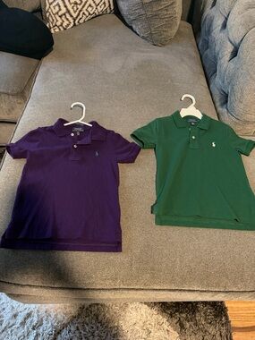 Ralph Lauren Kids Polo Shirts in Purple and Green